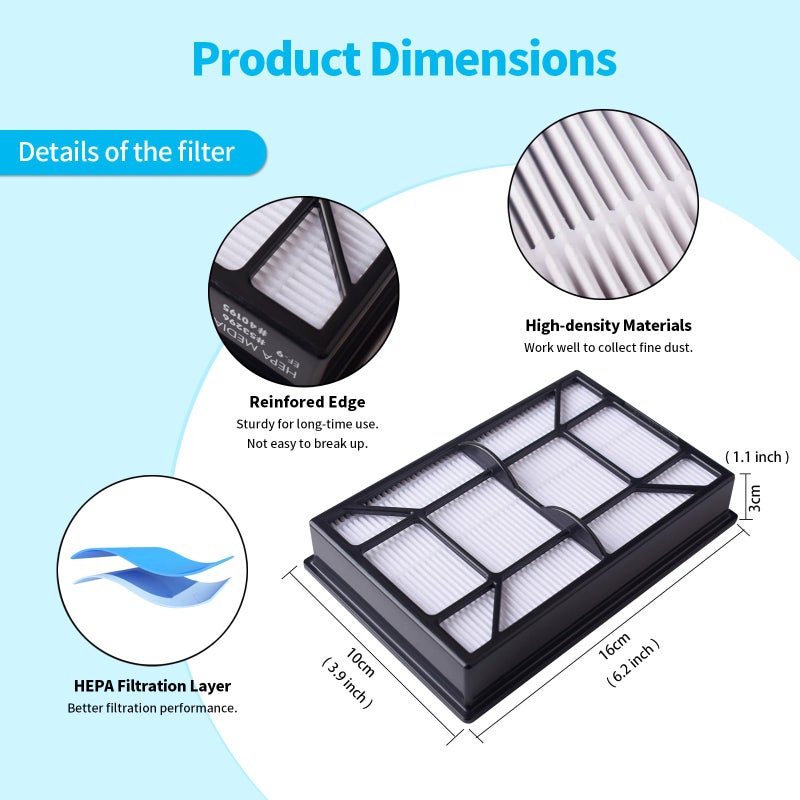 Tomkity 3 Pack Replacement EF-9 HEPA Vacuum Filter Compatible with Upright Vacuum EF9 20-53296 40195 Canister Vacuum 22614 10065 31140 and Model 81714 31140 - Image 2
